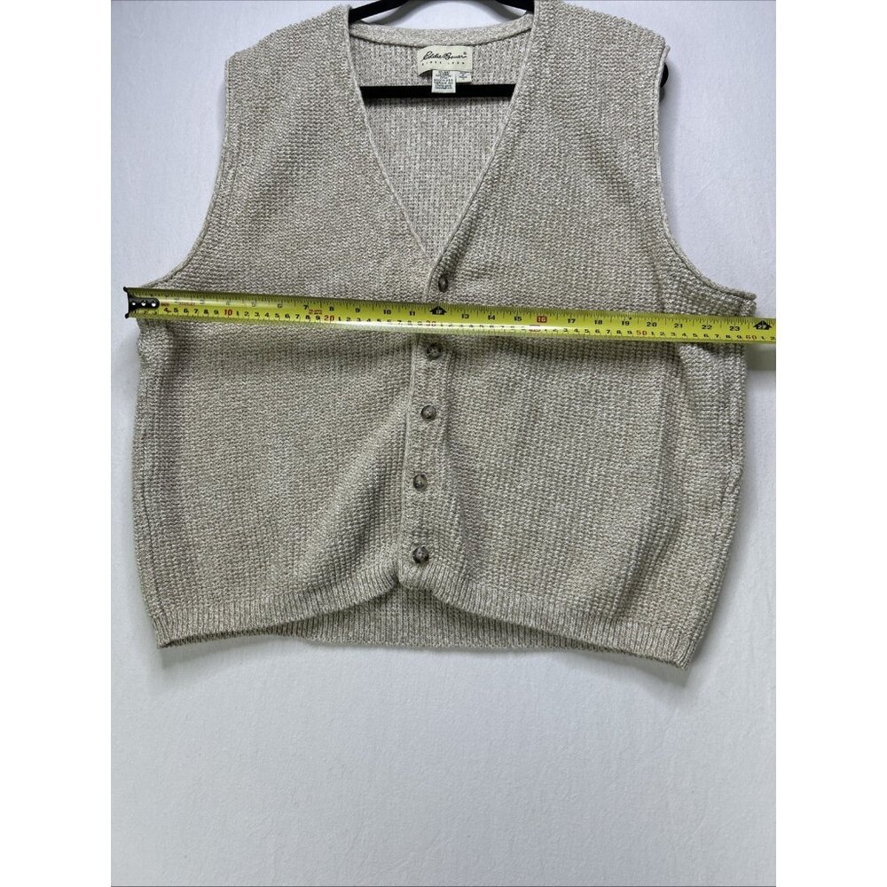Vintage Eddie Bauer Sweater Vest Mens M Cardigan V Neck Chunky Knit Made in USA - Picture 4 of 7